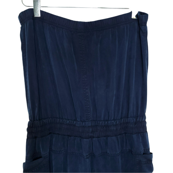 YFB Clothing Luke Jumpsuit S Blue Strapless Tassel Pockets Gathered Hem - Picture 5 of 12